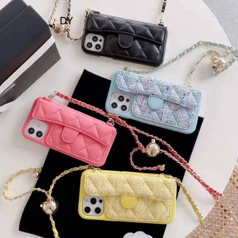Chanel Style Phone Case Designer Crossbody Luxury Quilted CC Card Holder Coque Compatible With 18 Pro Max 17 Chain 16 Protective Cover For Outdoor U