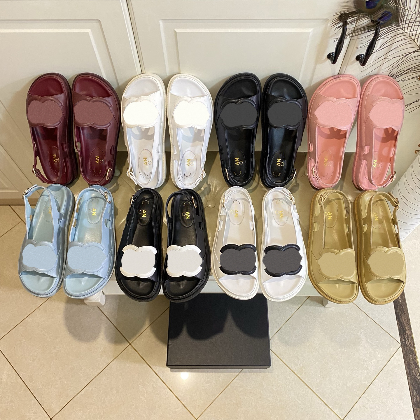 Luxury Vacation Sandals Women Metallic Leather Designer Platform Flat Slingback Buckle Open Toe Summer Casual Fashion Everyday Dating Classic Elegan
