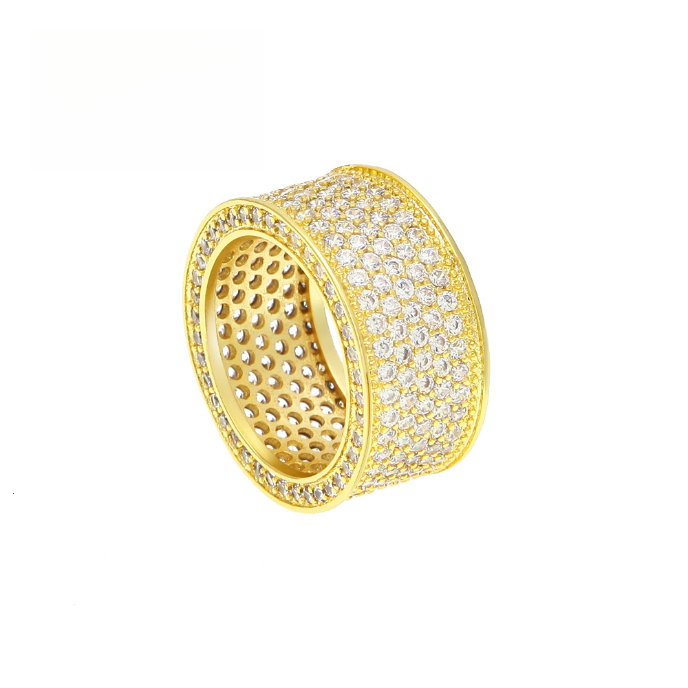 New Gold-Plated BlingBling Micro-Paved moissanite Ring Luxury Iced Out D VVS Diamond Men's Hip-Hop Jewelry Accessories Luxury Iced