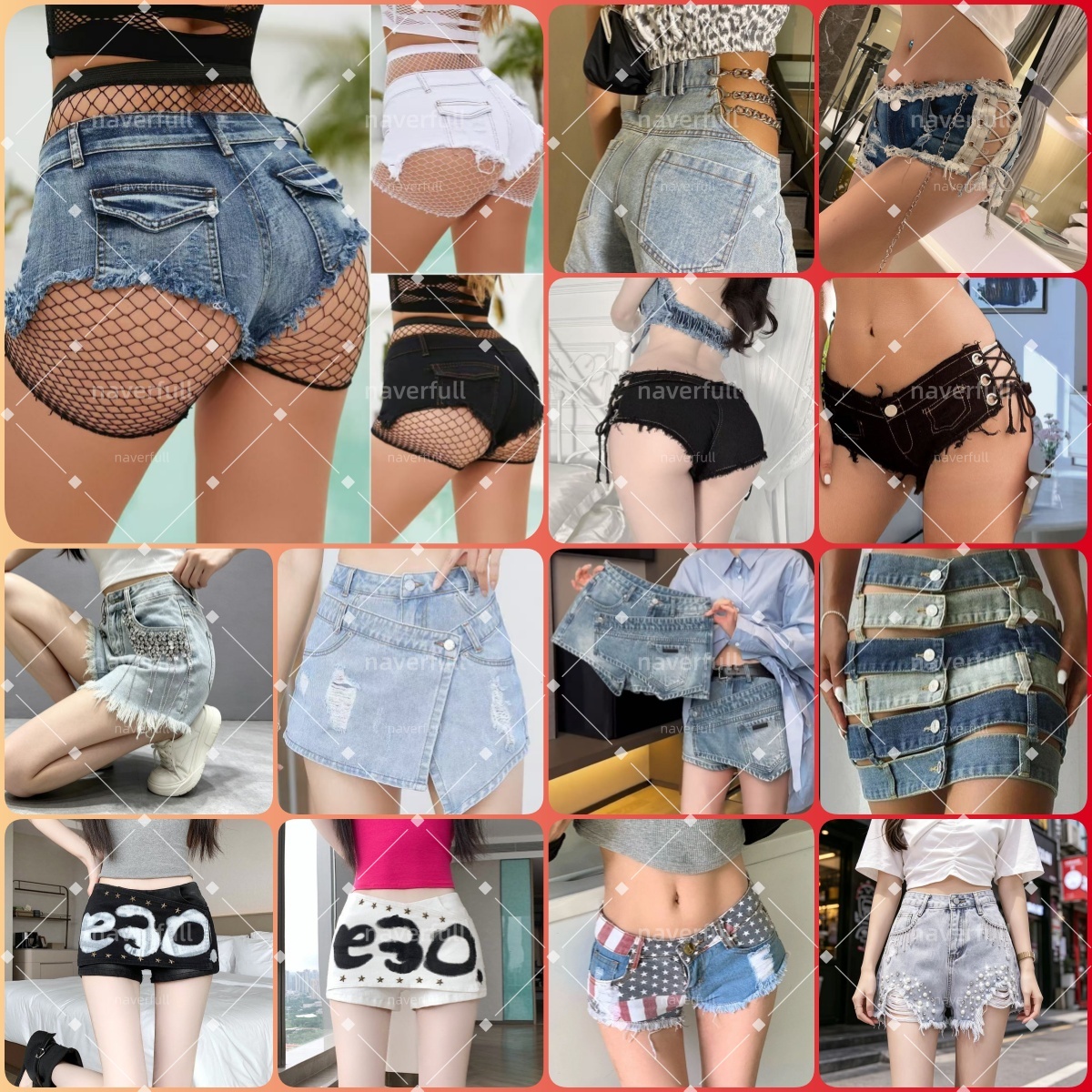 Designer Women ksubis Jeans Y2K Ripped Denim Shorts Waist Frayed Raw Hem Jean Shorts Mesh Spliced Irregular Skort Chain Decor Streetwear Pants