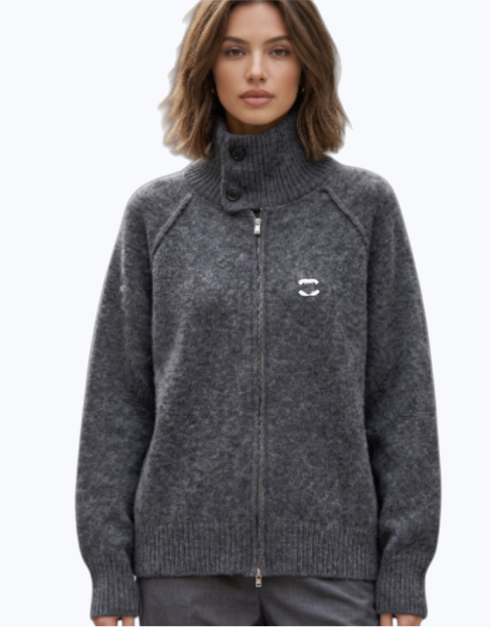 Designer Womens Jumper Sweater luxury Retro standup collar knitted sweater jacket with double zippers luxury sweater Harajuku street sweatshirts Dai