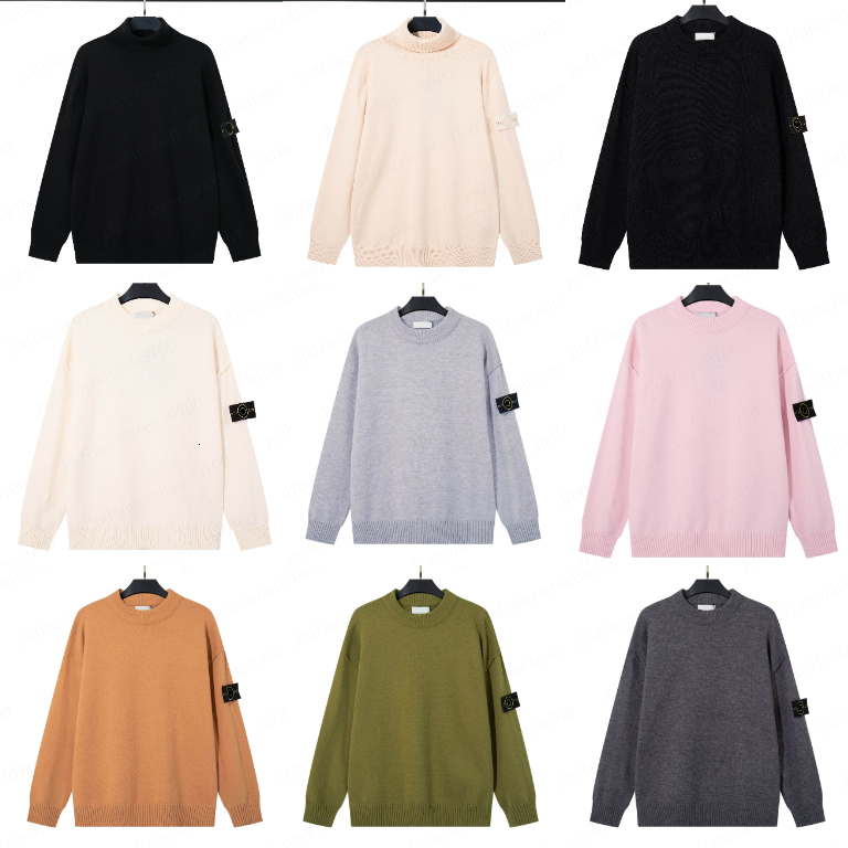 Men's Crew Neck pull stoneey islan Knit men Sweater with Arm Patch Brand logo Loose Fit Pullover Casual Warm Knitted Jumper Fall Winter Fashion