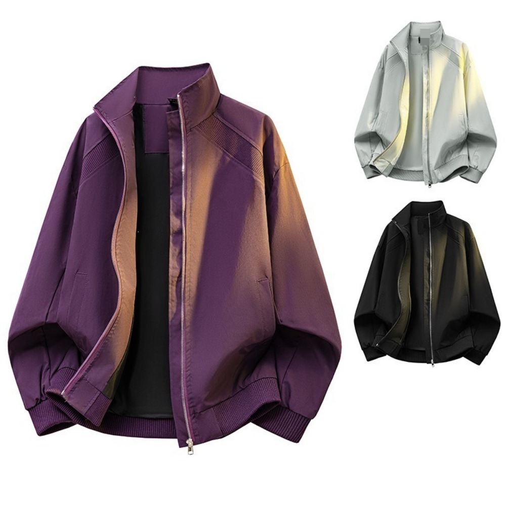 New Stand Up Collar Jacket Solid Color Mens Autumn and Winter Casual Double Layer Versatile Coat Winter Coat