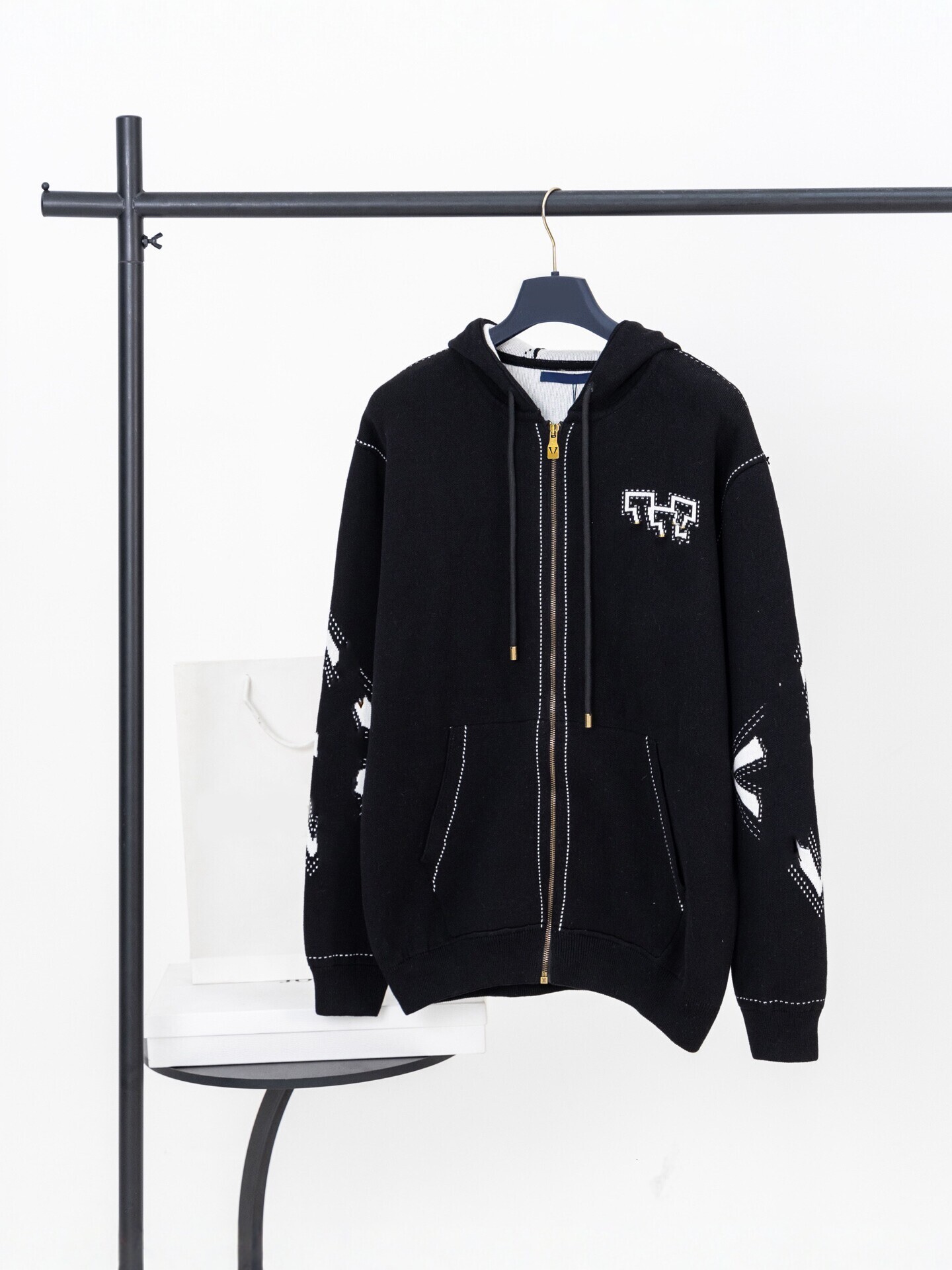 Correct version of the original brand's jacquard designer luxury lettered hoodie, unisex, zip-up cardigan jacket, for cross-border sales