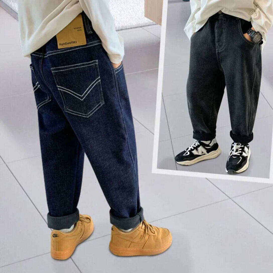 Girls Denim Jeans Big Boys Jeans Elastic Waist Denim Children Clothing Spring Autumn Teenager Kids Trousers Jean Pants 5 14
