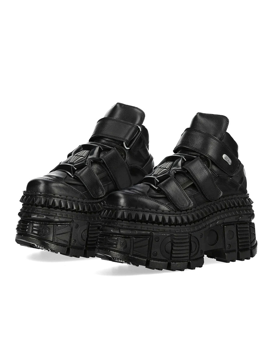 Gothic Black Platform Shoes Rock Metal Daddy Shoes Men's and Women's Punk Small Leather Shoes Muffin Bottom Heightened Single Sh 261019