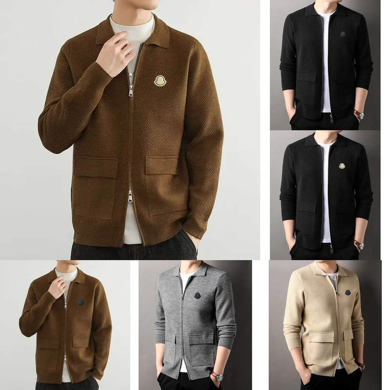 monvl Men's sweater designer knitted sweater men's cardigan zipper luxury casual jacket autumn wool designer jacket men's S 2XL