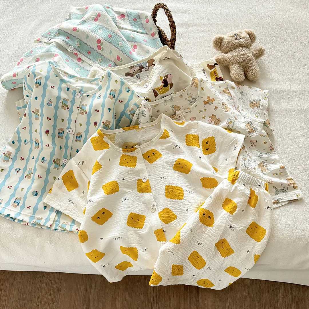 Pajamas Pajamas Summer New Children's Clothing Korean Style Boys and Girls Short Sle Print Two Pieces Set CasualW261019