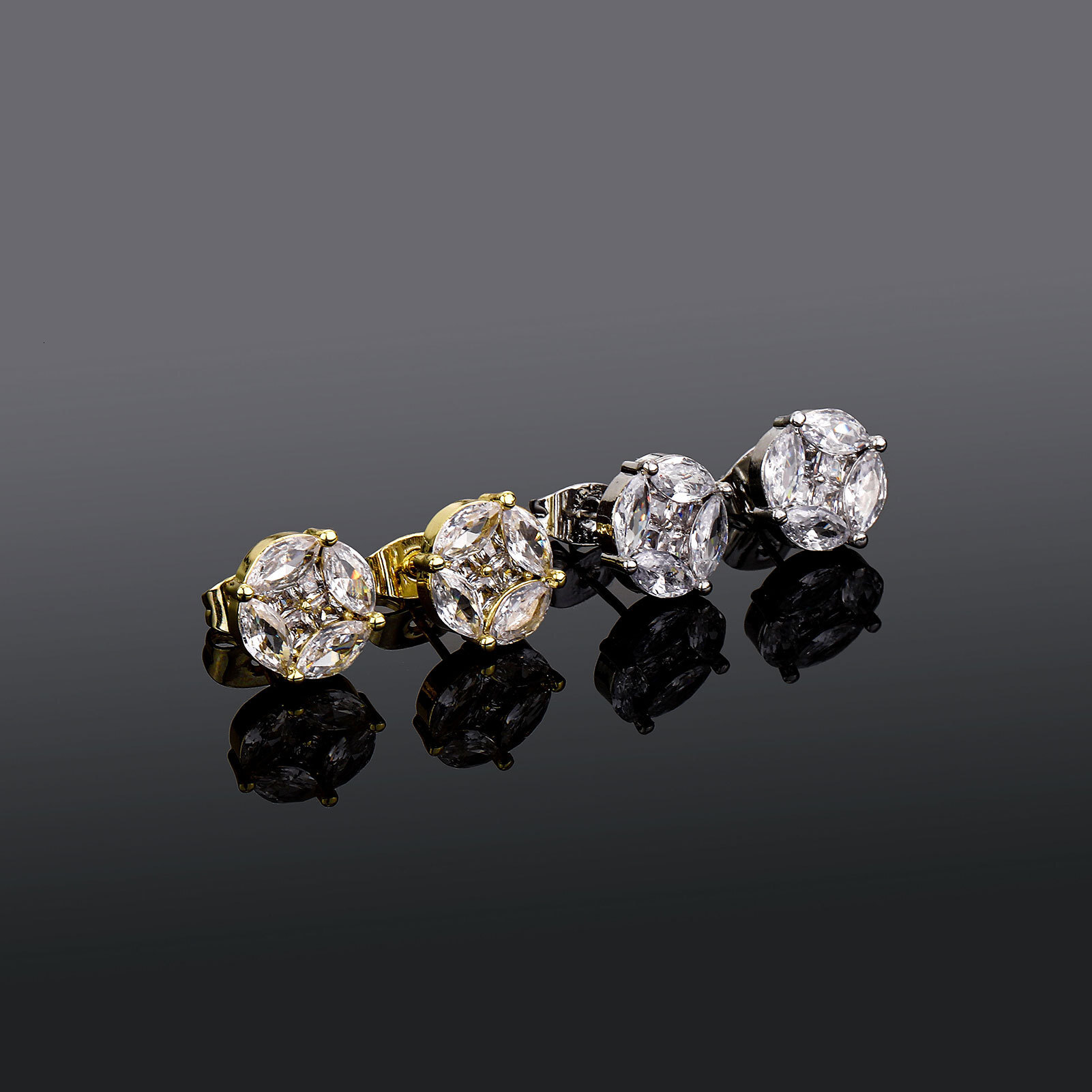 Real 18K 14K 10K Luxury Iced best-selling moissaniteia spliced round Out D VVS Diamond stud for men and women, four-prong setting, minimalist, light