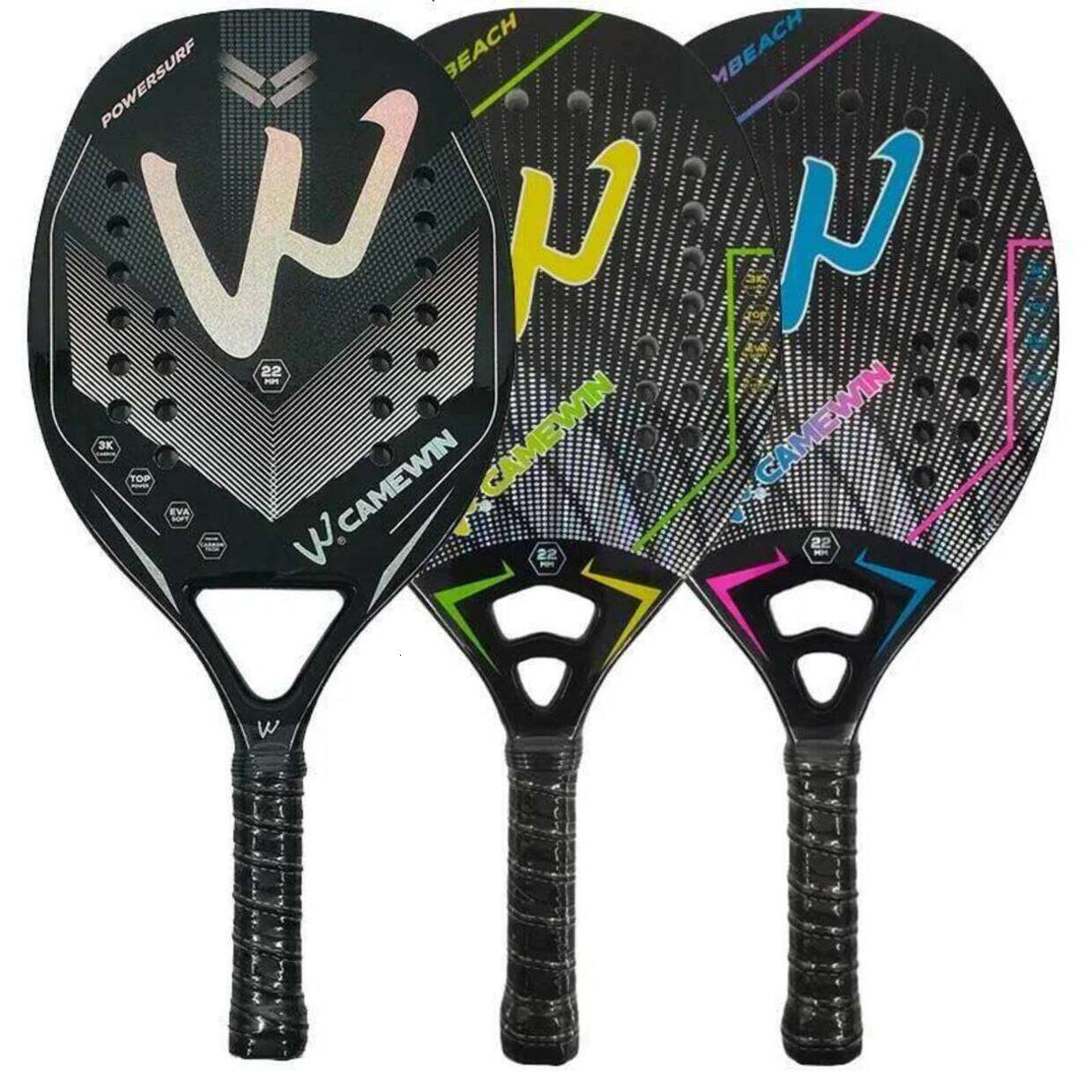 Racket Matching Kits Camewin 3K Beach Full Carbon Fiber Rough Surface Outdoor full graphite professional tournament racquets Sports