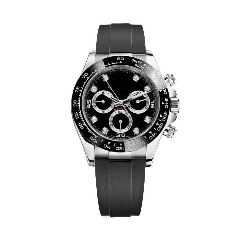 High Quality Watch Steel All Subdials Working 40mm Automatic Mechanical Movement Sapphire Glass Mens Ceramic Bezel Gray Dial Watches with box