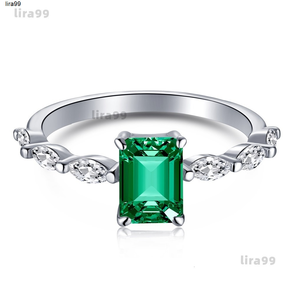 Band Rings Wedding Rings Ins Simple Fashion Jewelry Wedding Rings 925 Sterling Silver Water Drop Emerald CZ Diamond Gemstones Party Eternity Women