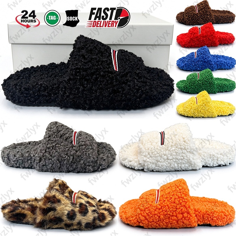 Women Fur Slides Furry Slippers Designer Mules Fall Winter Homewear Slide Men Footwear Paris Luxury Comfortable Fuzzy Flip Flop Fluffy Wool