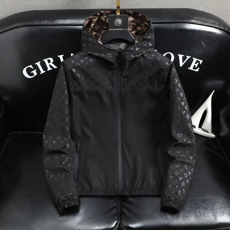 2025 New Spring and Autumn Hooded Dark Flower Personalized Trend Versatile Men's Jacquard Jacket Casual Top