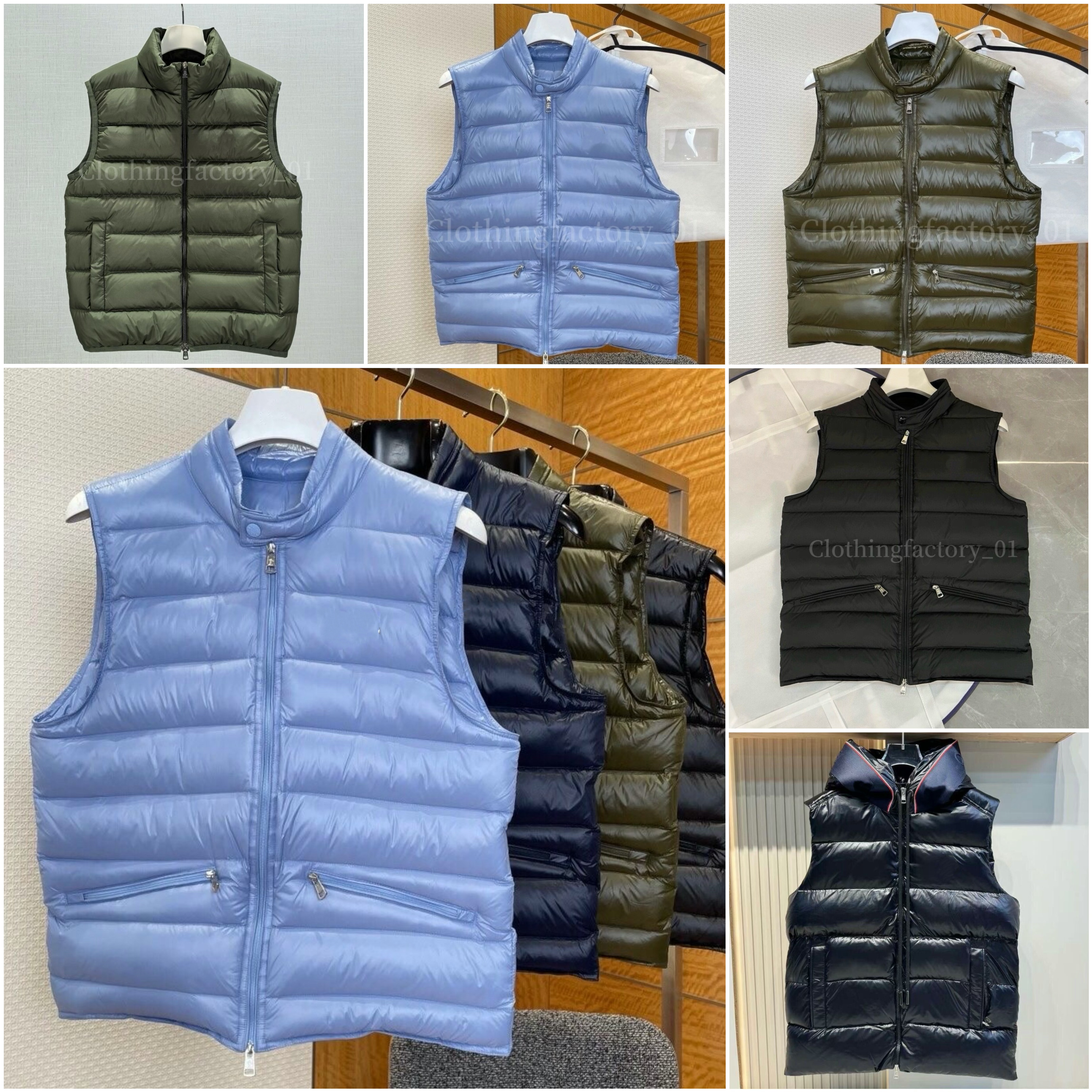 Mens Vest Jacket Men Designer Gilet Winter Jacket Down jacket Lightweight Quilted Warm Stand Collar Zipper Pockets Casual Outerwear Blue Black Men C