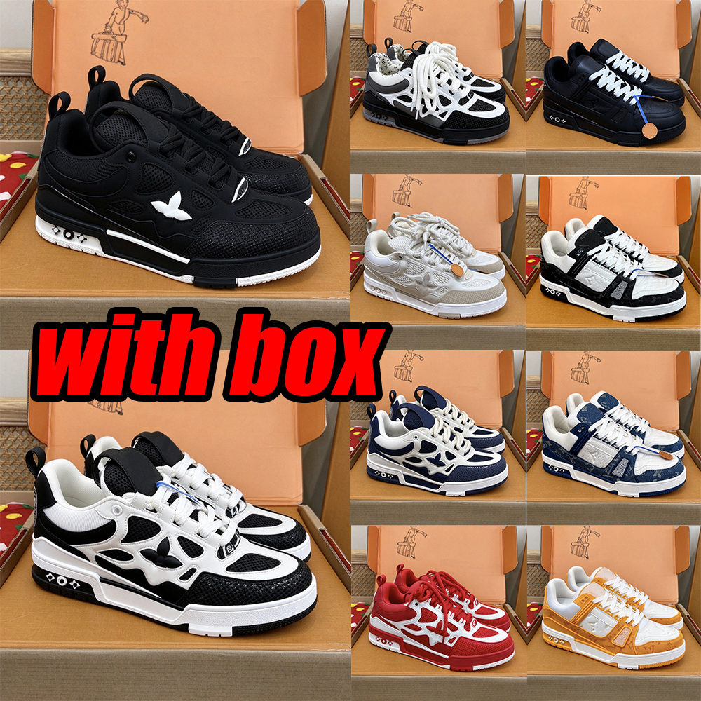 Designer Mens WomensSkate trainers Vintage CasualSneaker Cowhide Upper NonSlip Rubber Outsole Fashionflower Low Sports CasualShoes With Box