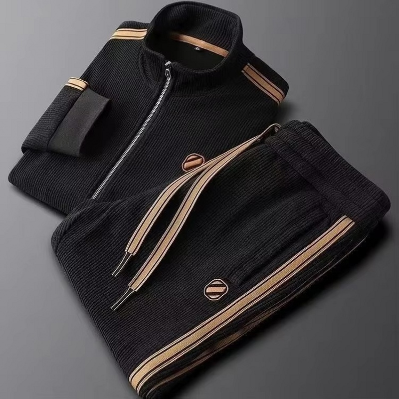 Ensemble de sport d'automne pour hommes, veste Cardigan à capuche avec fermeture éclair, pantalon de survêtement à jambe droite, ensemble deux pi