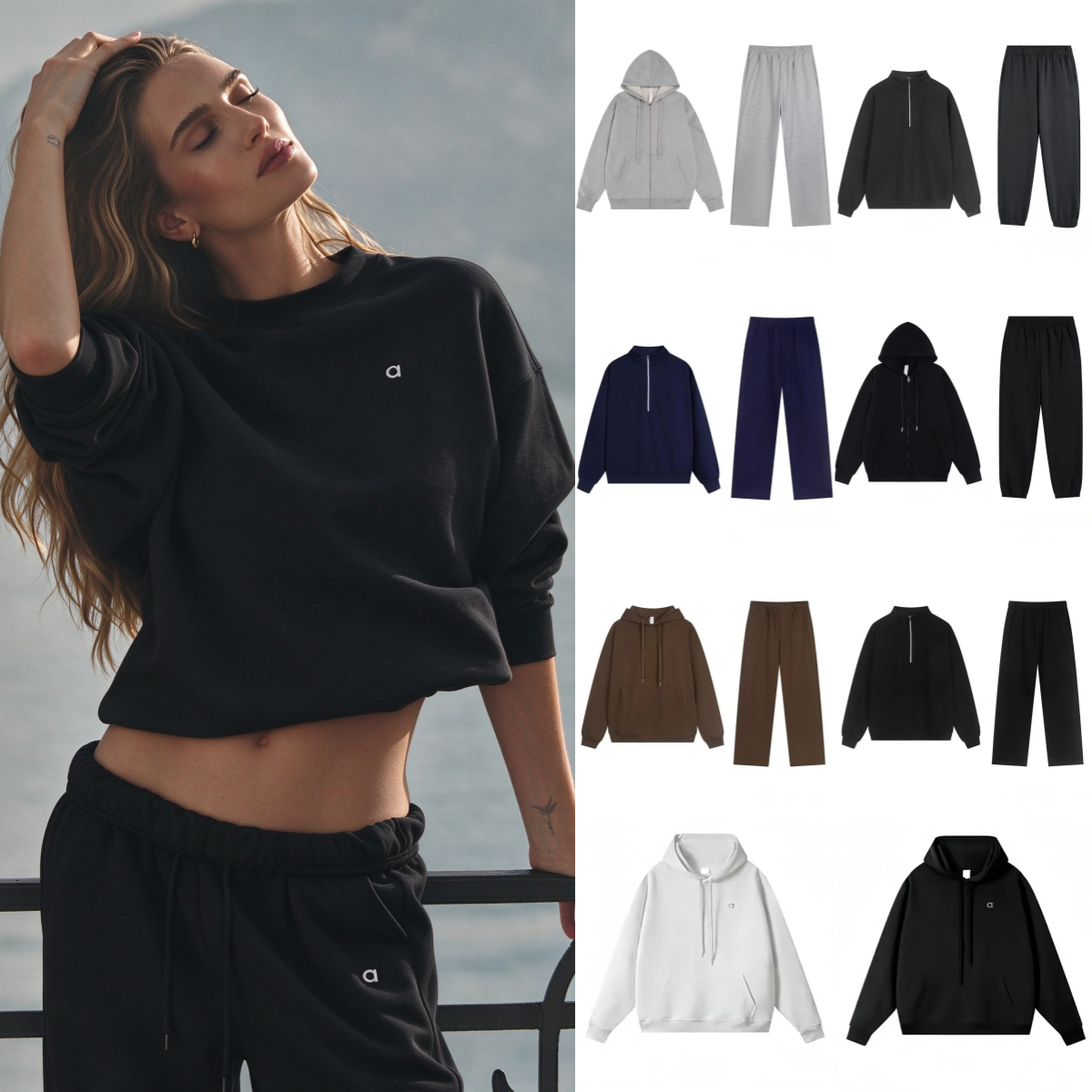 New Aloft Womens Clothes Tracksuits Designer hoodie Set Loose Long Sleeve Pullover Gym Unisex Women Men Sets Designer Quarter Zip Sweatshirt Sweatpa