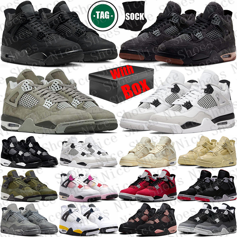 Free Shipping With Box Basketball 4 4s stock x Designer Sport Shoes sneakers d h gate shoe black cats Tour Yellow Light Army London Lemonade mens wo