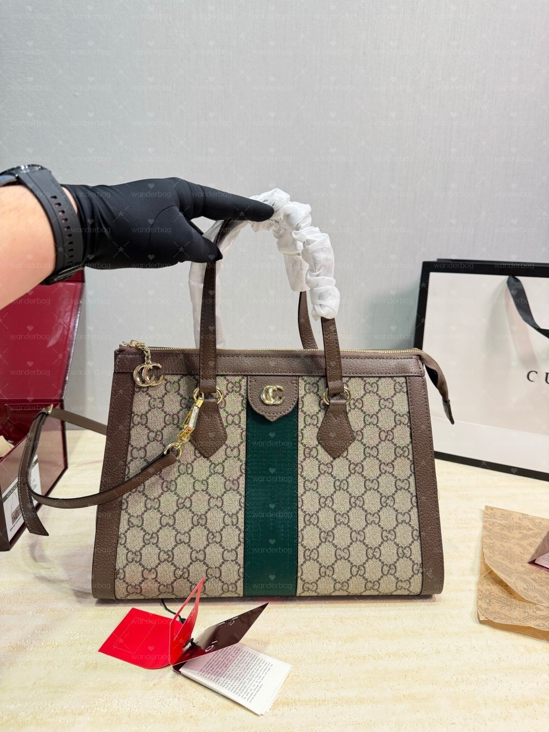 Luxury Vintage Medium tote Designer Bag top handle chain strap Crossbody canvas Shoulder bag dark brown leather trim Fashion Retro Style womens Hand