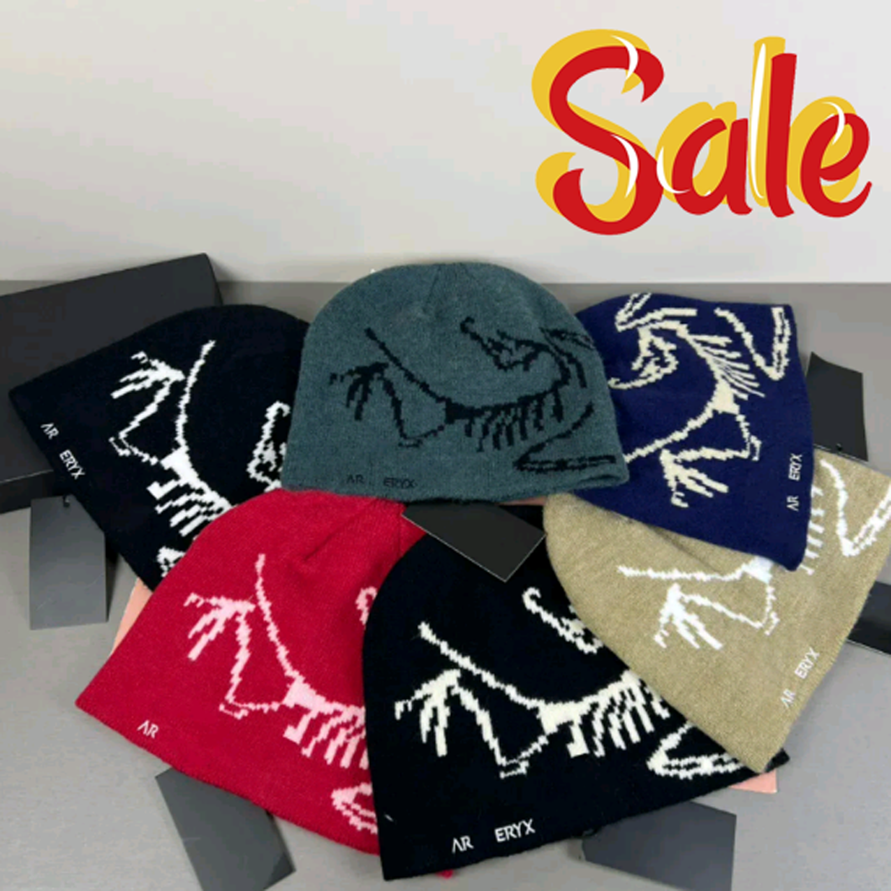 classic beanie designer wool hat luxury cashmere hat embroidered ancient bird pattern street fashion brand arc beanie autumn and winter warm ski hat