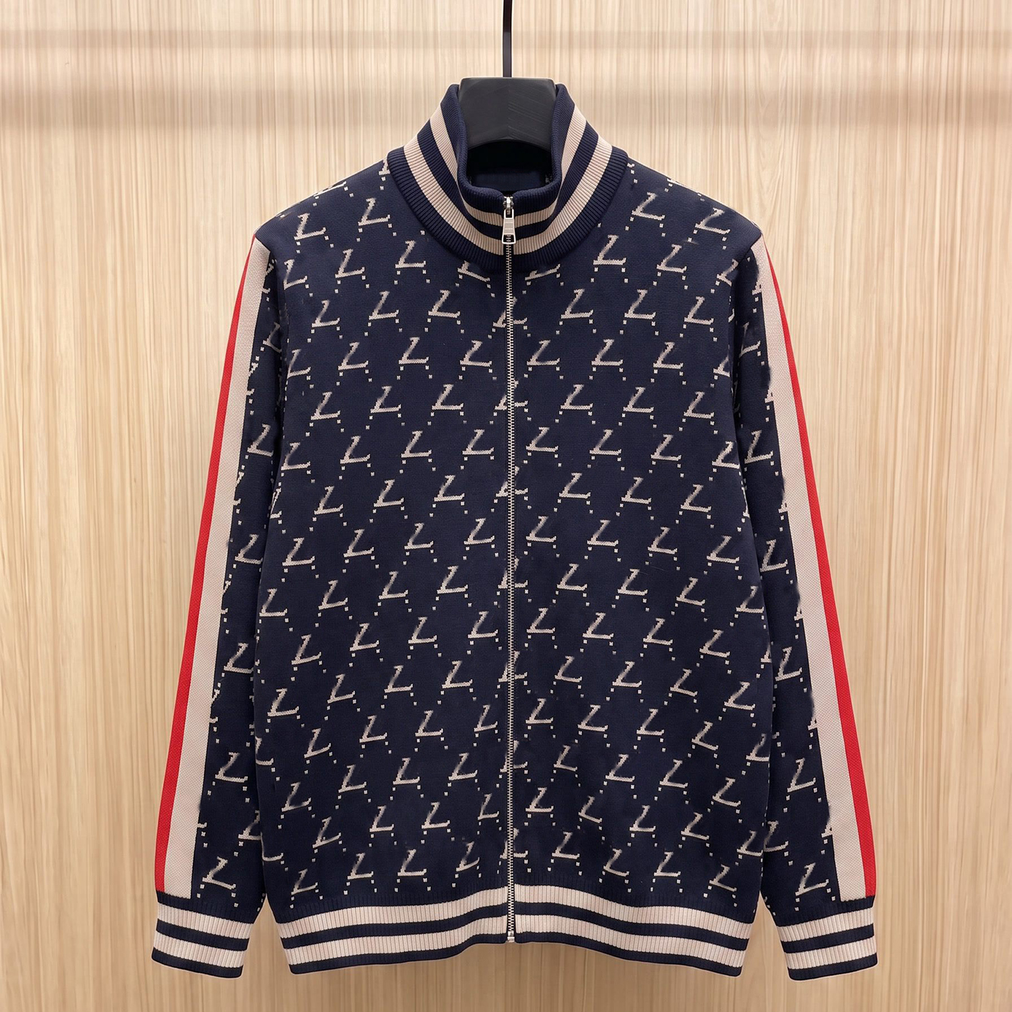Designer brand clothing, high-quality men's jacquard stand up collar knitted jacket, knitted zipper cardigan, light luxury jacquard unisex jack