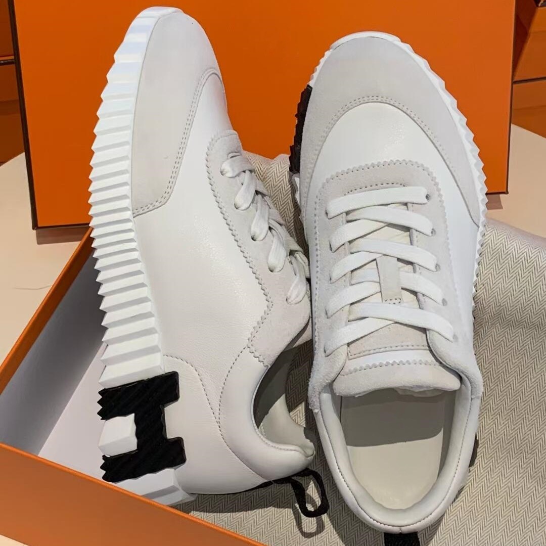 White Leather Suede Patchwork Sneakers for Men Women, Lace Up Thick Sole Casual Sports Shoes, Non Slip Platform Walking Footwear Free Shipping