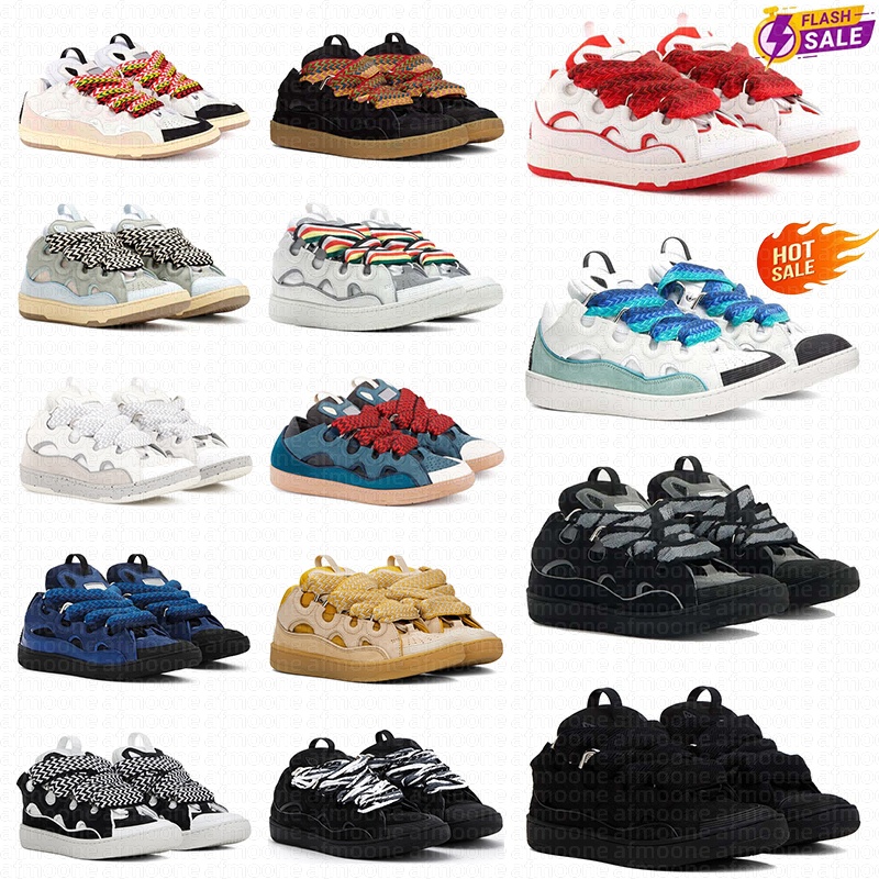 Designer Shoes Embossed Curb Flat Sneakers Casual Chaussures Luxury Leather Fabric Platform Shoe Runner Trainers Triple Black White Blue With Box