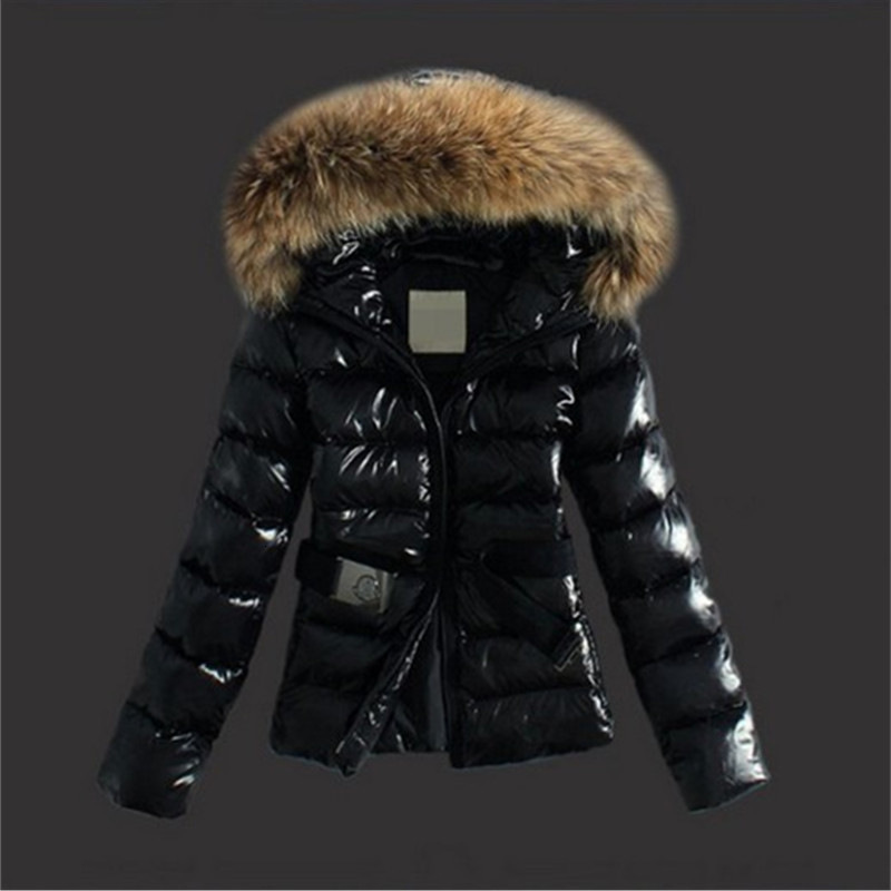 Luxury Brand Designer Clothes Foreign Trade Winter Imitation Raccoon Fur Collar Korean Solid Color Fashion Women Slim Fit Down Cotton Jacket Short S
