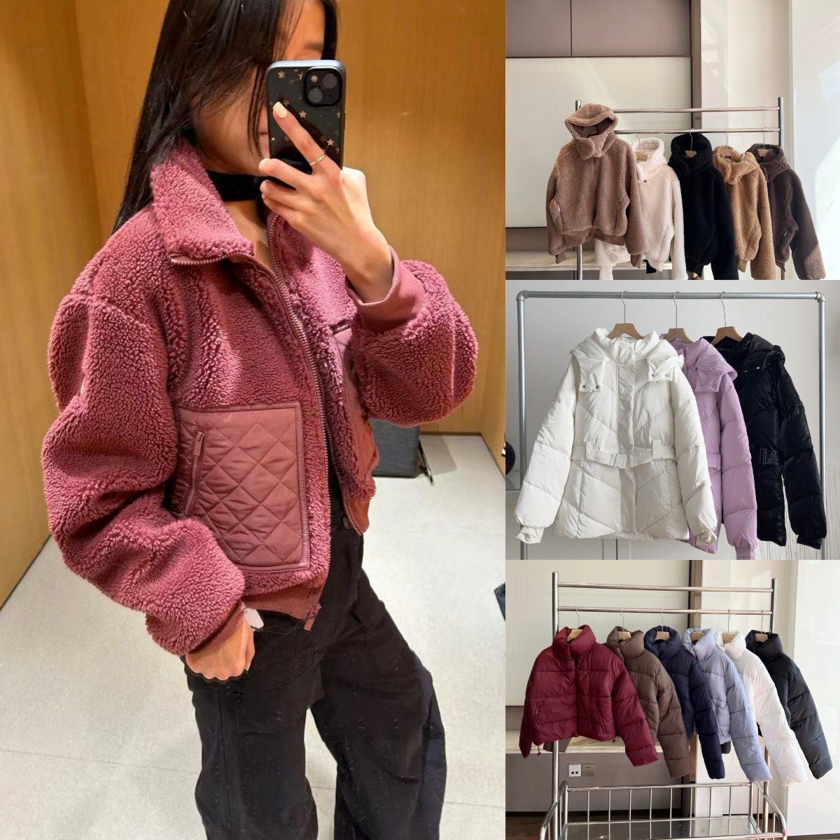 A3046 Veste à capuche épaisse en peau d'agneau pour femmes hiver court coupe ajustée haut pardessus avec chapeau attaché manteau de sport vêtemen