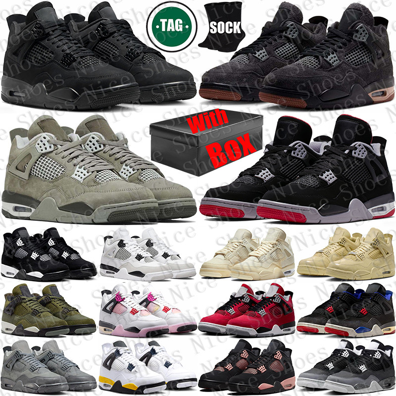 Livraison gratuite avec boîte Basketball 4 4s Stock x Baskets de créateurs Chaussures de sport pour hommes femmes Black Cats chaussures schuhe sc