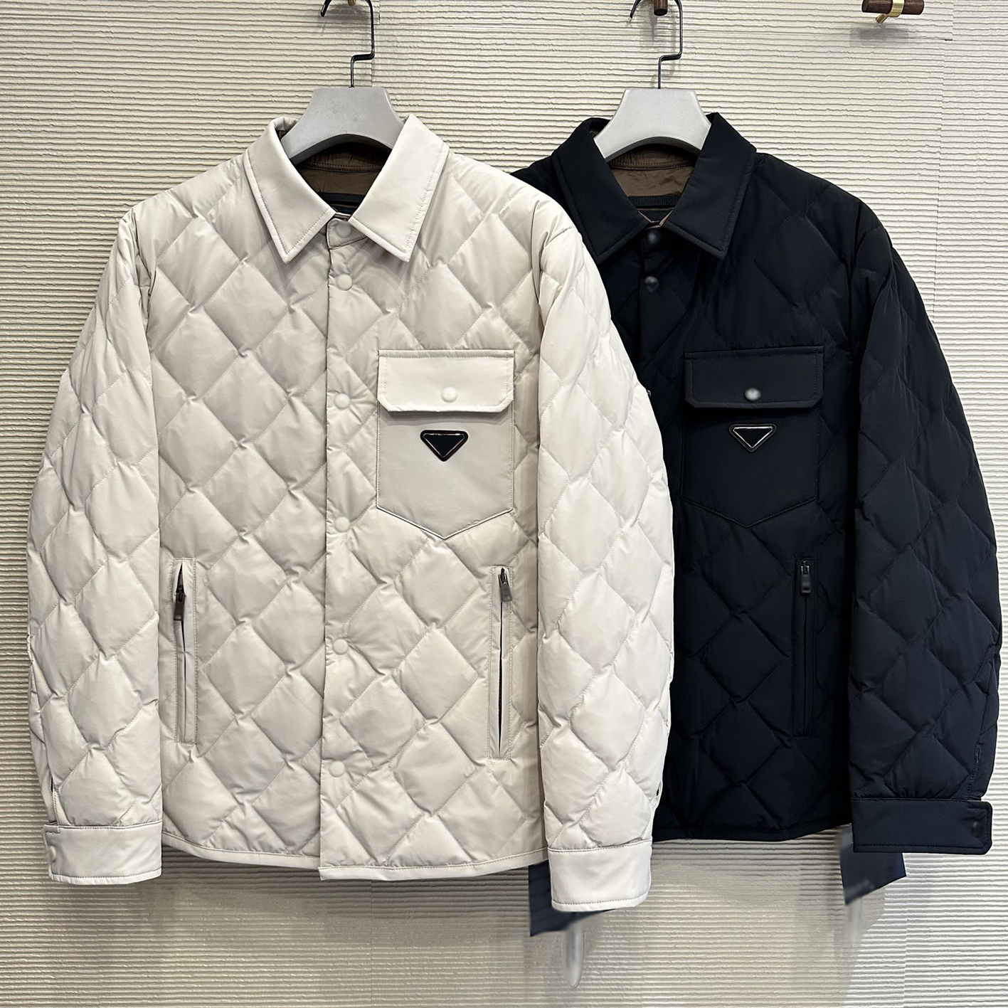 Designer brand clothing, high-quality men's outerwear, men's down jacket, lapel cotton jacket, snap button placket pocket, lightweight cas