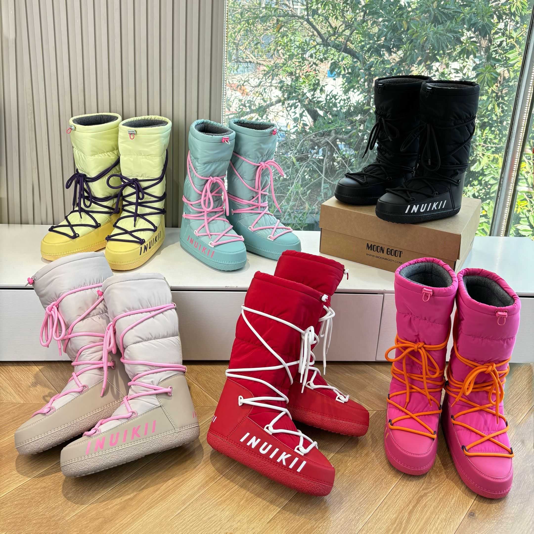 Nylon canvas inuikii shoe Designer Fur boot Woman Furry winter ski snow boot Ankle wool knee high boots Luxury Casual Hike booties waterproof travel