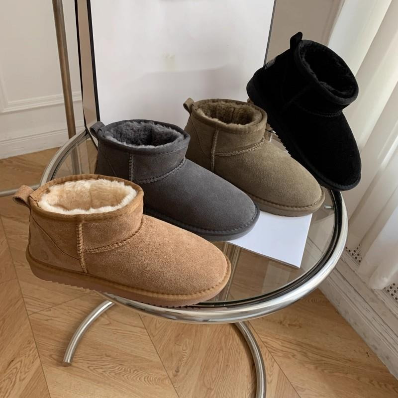 Slippers Designer Shoes Platform Slides Snow Boots Women Womens Chestnut Wool Slides Fluffy Leather Slider Ultra Mini Best Quality Ship with box