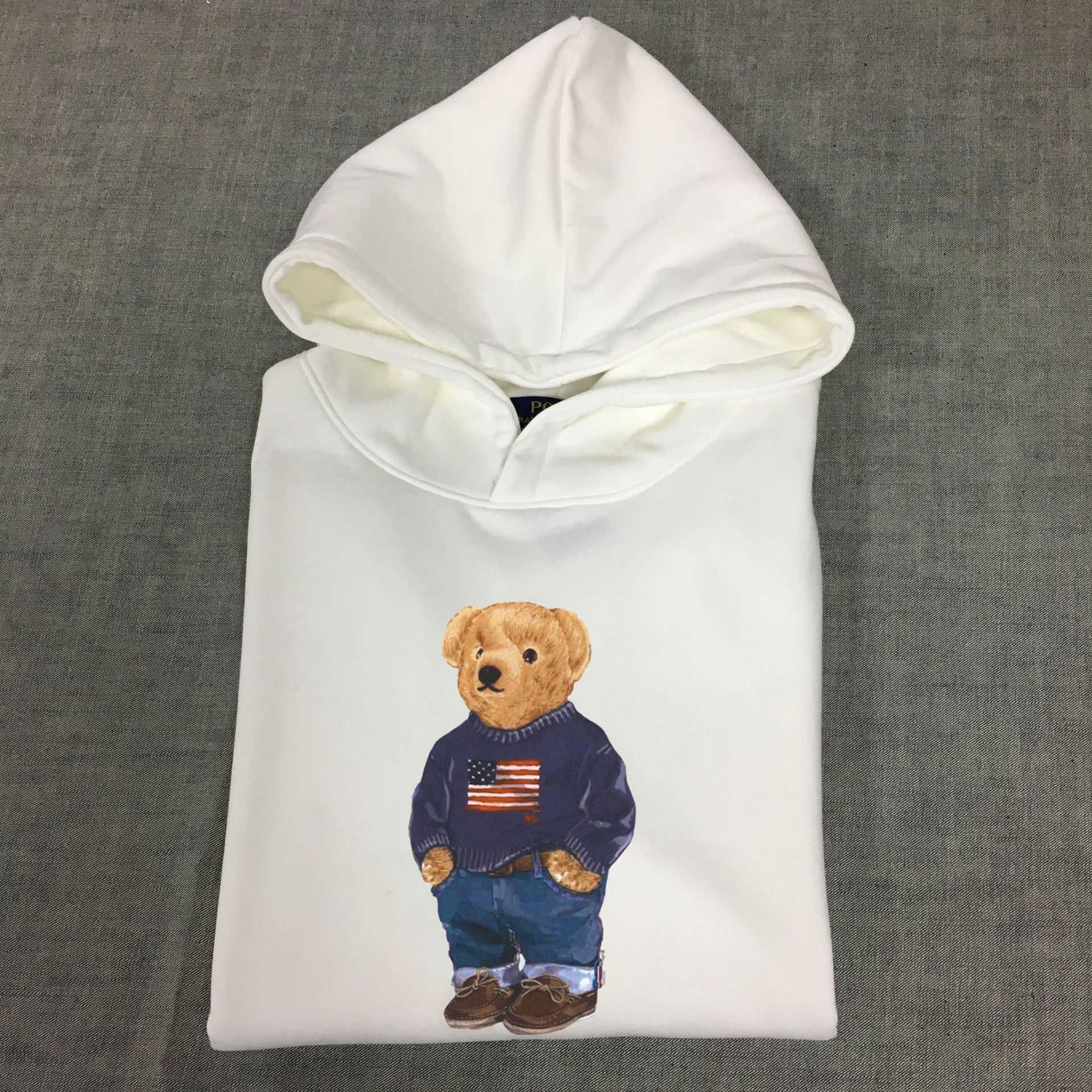 26th Korean new bear print casual cotton hoodie navy blue sweater long-sleeved hoodie couple's sweatshirt hooded top L261020
