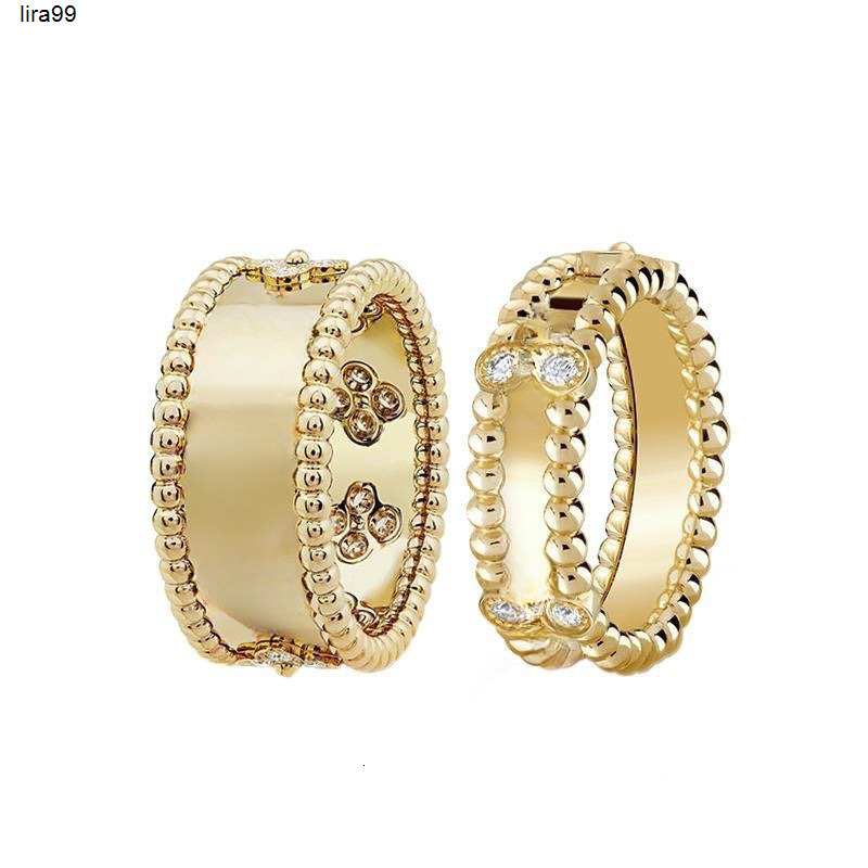 Band Rings Top grade classic clover designer band for women girls charm elegant 18k gold silver rings with shine crystal bling diamond engagement ri