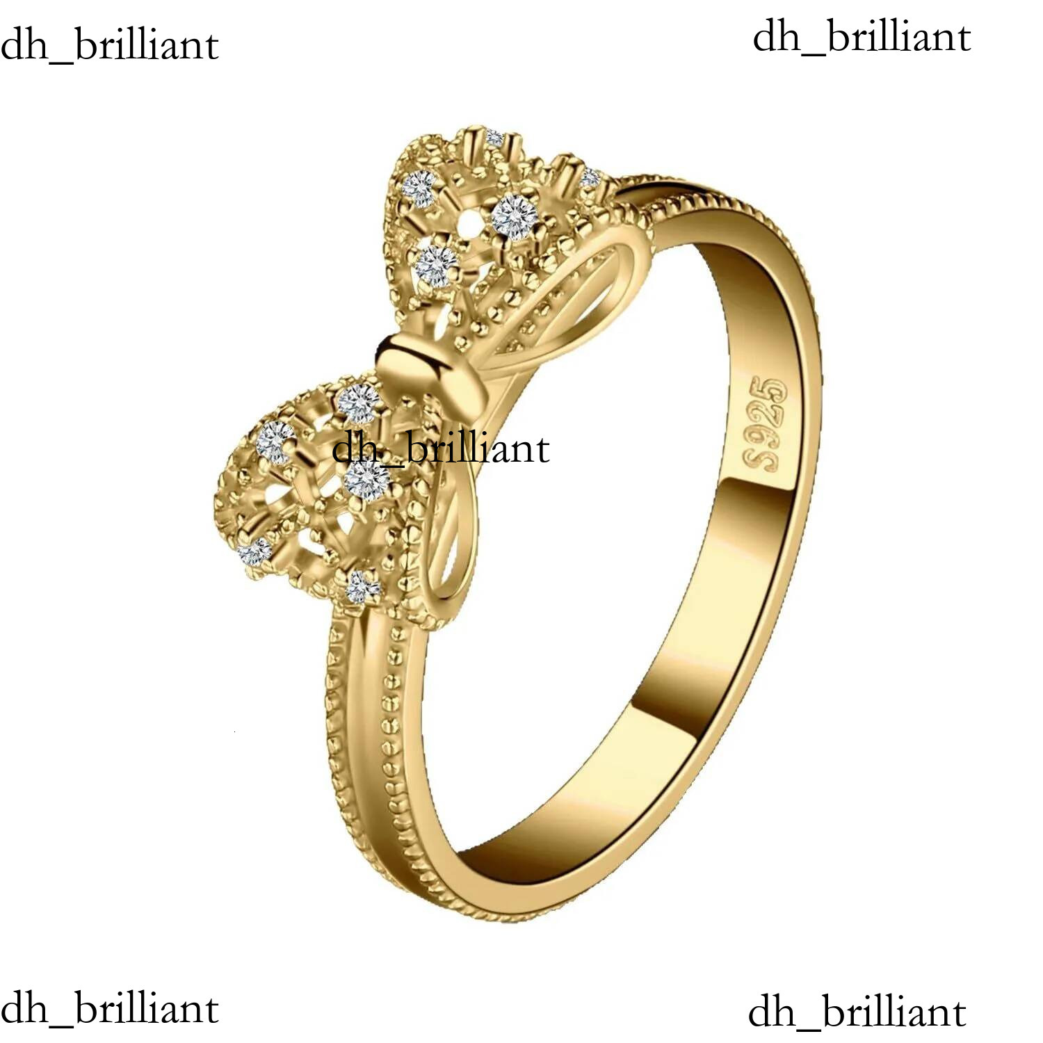 Luxury 18k gold bowknot designer rings for women girls sweet lovely love bow knot crystal bling diamond wedding engagement ring jewelry Hot