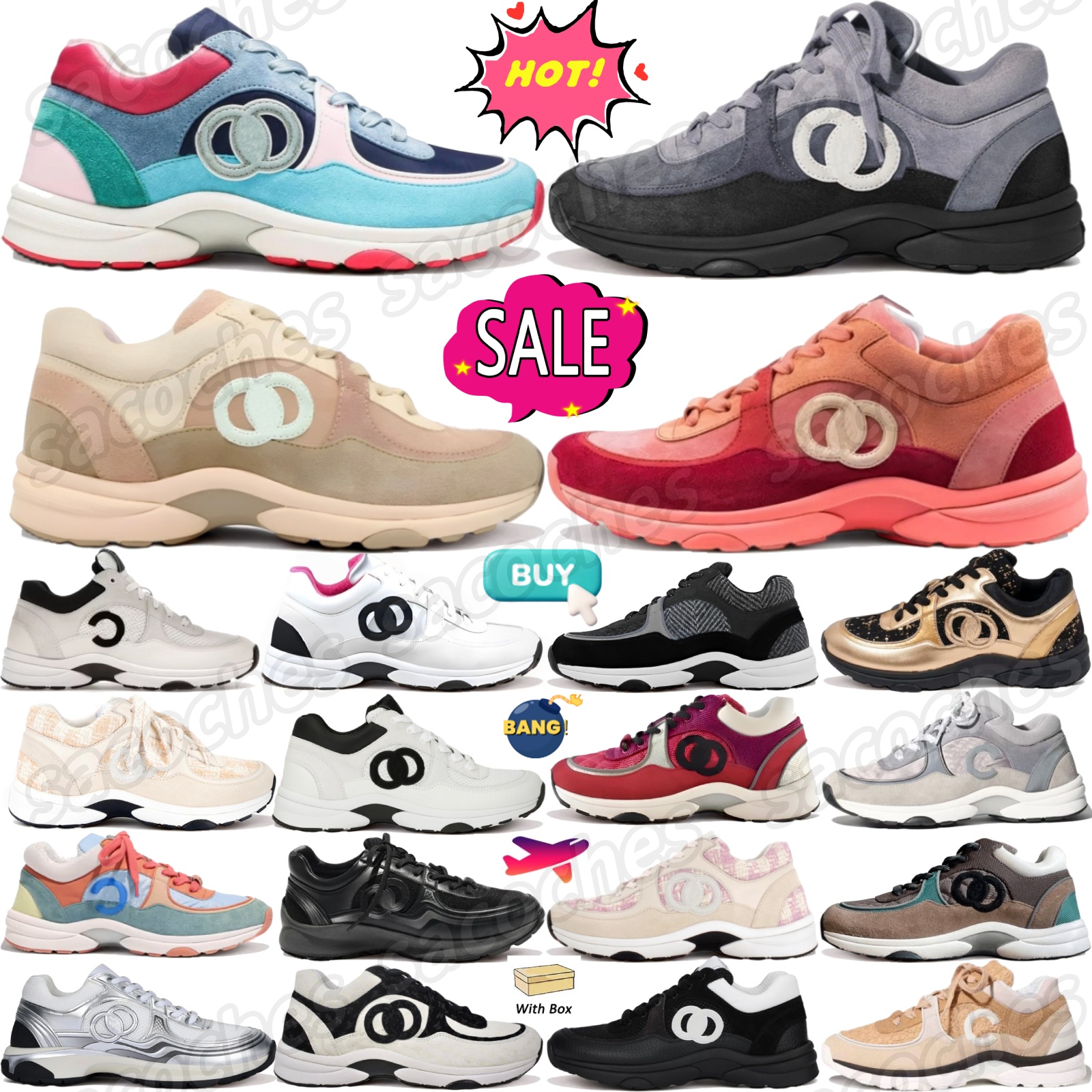 designer sneakers Casual shoes with box Low Top White Black Brown Green Suede Tweed Easter Coral Red Beige Wool White Pink Beige Purple Pink Silver