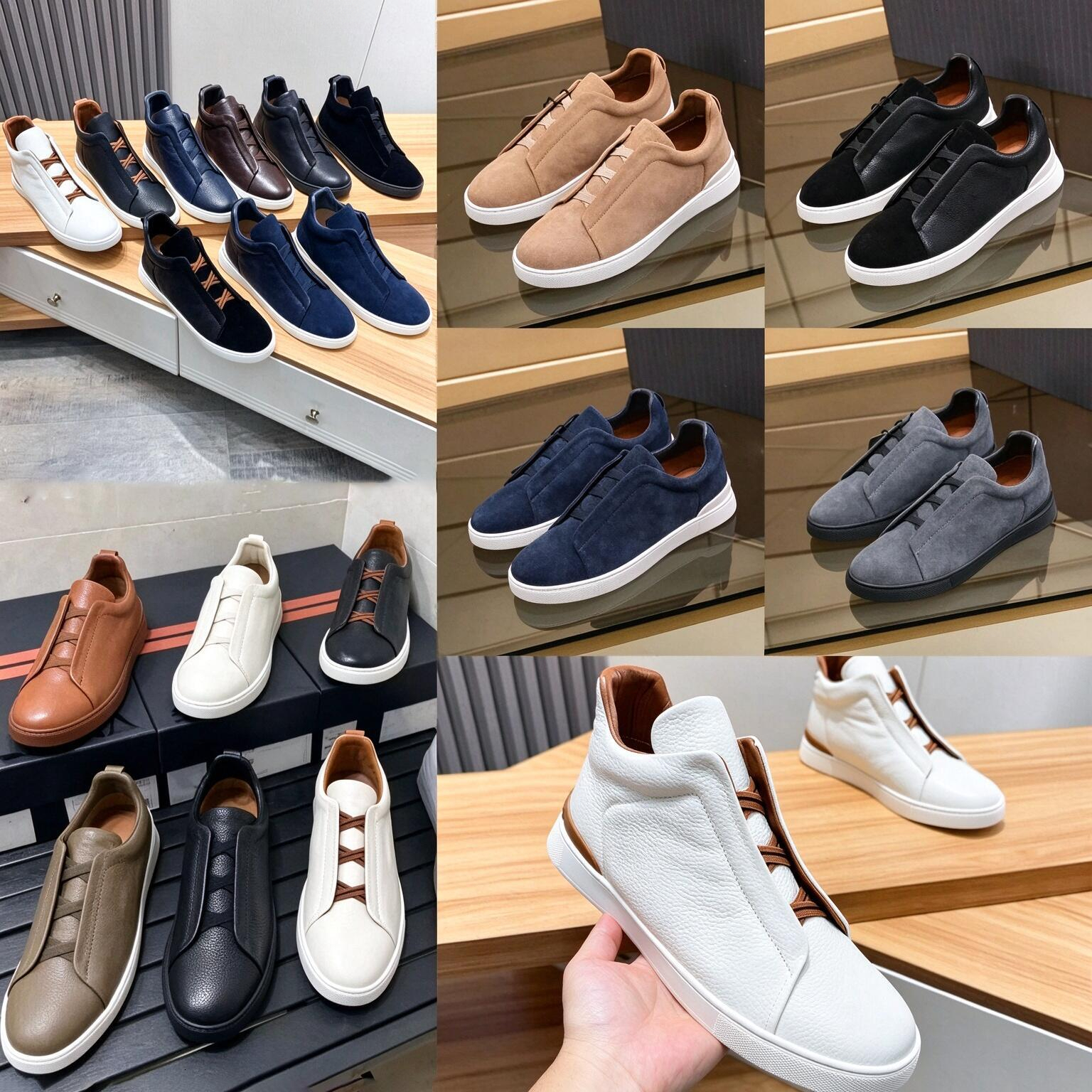 Top Quality Real Leather Trainer Stitch Casual Men Women Lace-Up Business Social Party Suede Chunky genuine leather Sneakers Formal Outdoor Shoes Wi