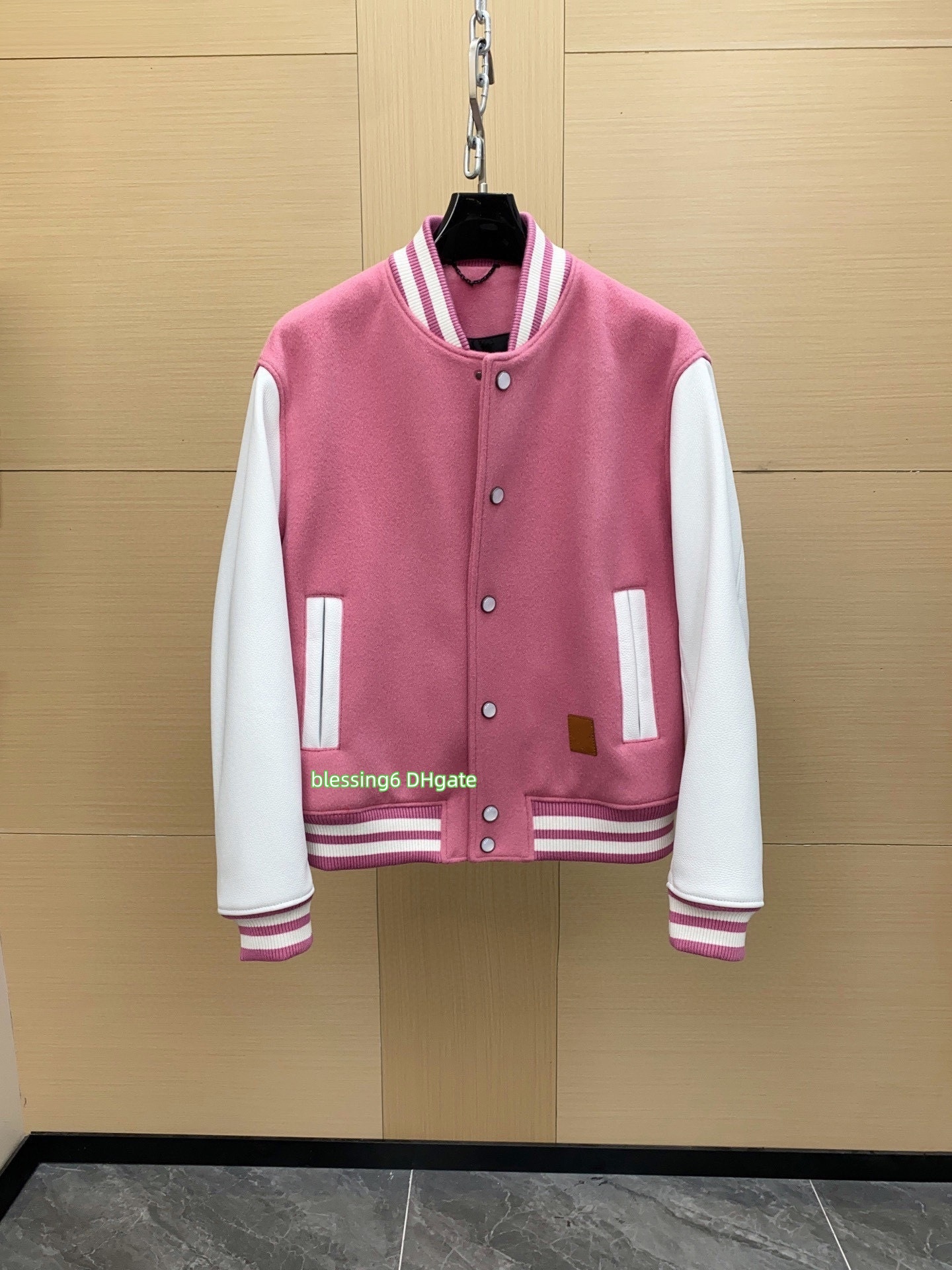 Designer men's sports jacket patchwork jacket button leather jacket baseball jacket women's casual street wear patchwork pearl button Bomb