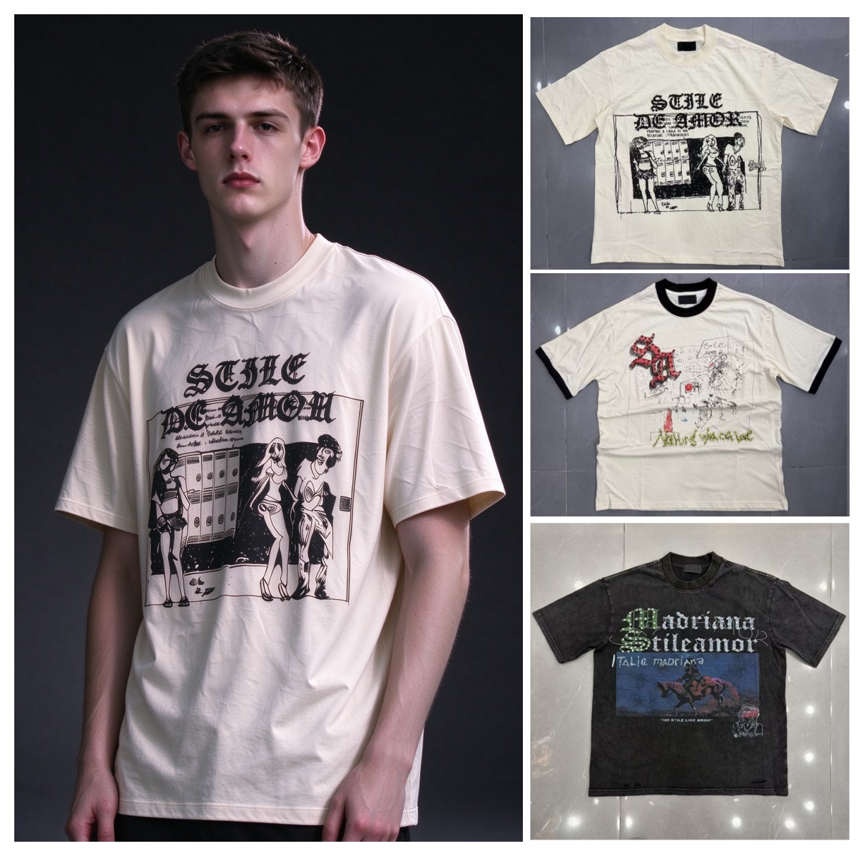 Heren T-shirts Stile De Amor korte mouw nieuwe mode stralende diamant brief t-shirt voor mannen en vrouwen ronde hals katoenen zomer T-shirts oversi