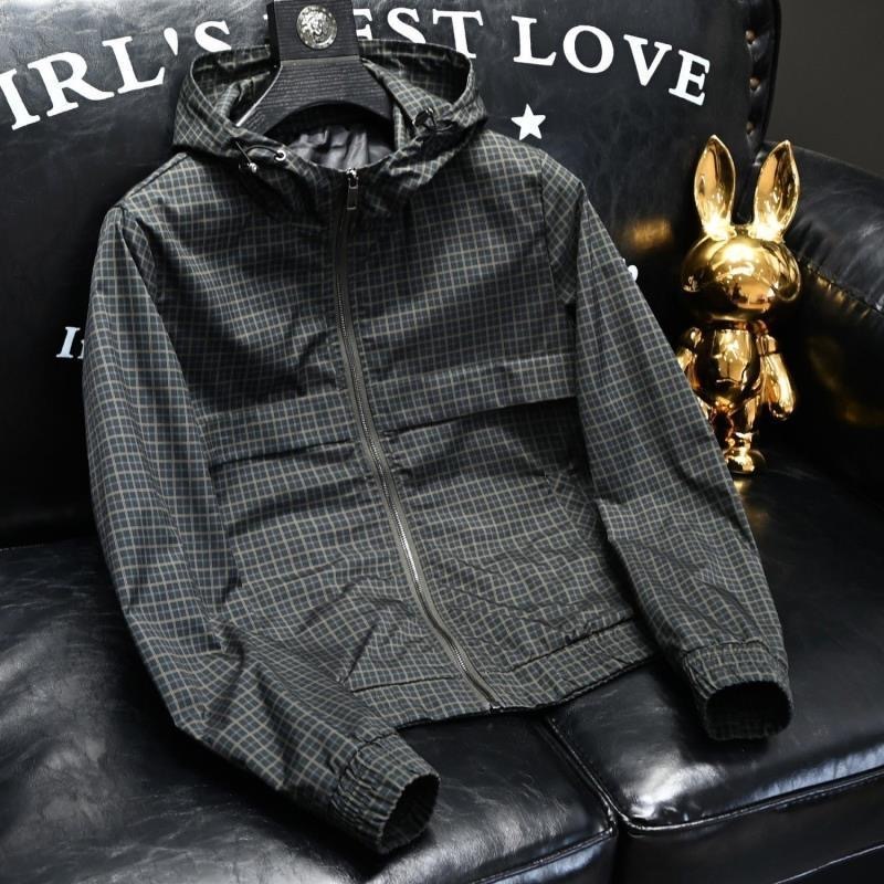 Veste à capuche pour hommes, rétro, imprimé écossais, mode, coupe cintrée, luxe, polyvalent, vêtements d'extérieur élégants, printemps automne, n