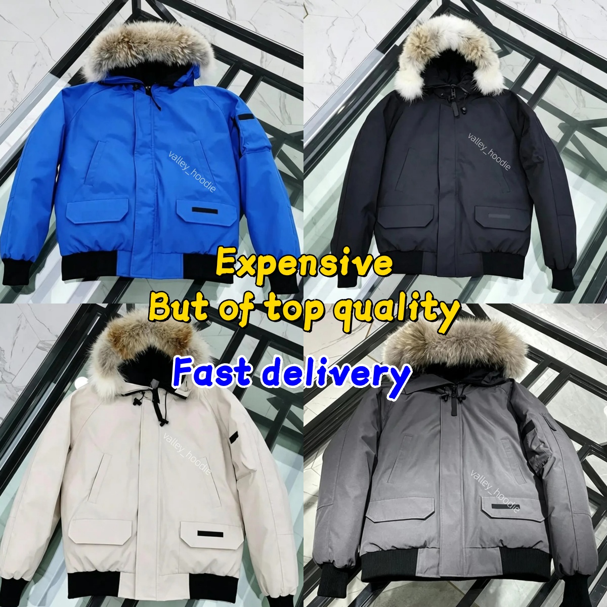 Cannaada Goosse Mens Womens Winter Parka Coat Hooded Puffer Down Jacket Faux Fur Collar Windproof Waterproof Warm Outerwear for Snow Outdoor Daily
