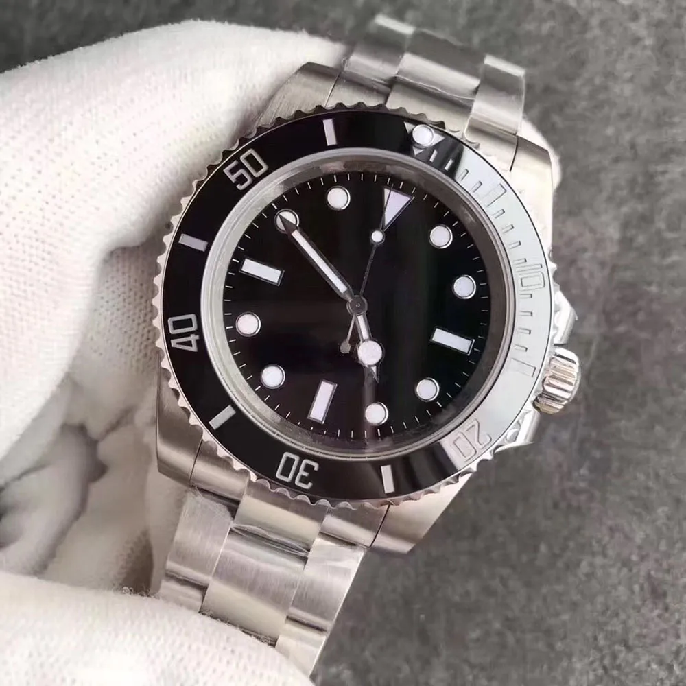 Top Men 41MM Automatic Mechanical Steel Watch - Black Dial, Sapphire Glass, Date Display, Ceramic Bracelet for Men high quality with box