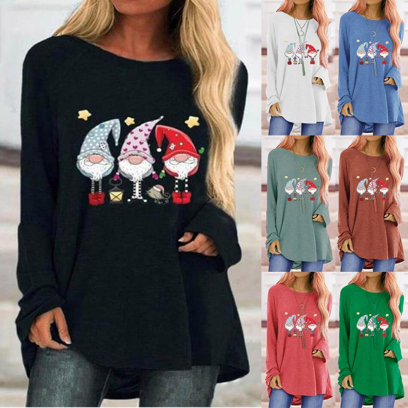 Women's Designer Printed Long Sleeve T-Shirt Loose Crew Neck Cotton Blend Casual Top Streetwear S-5XL
