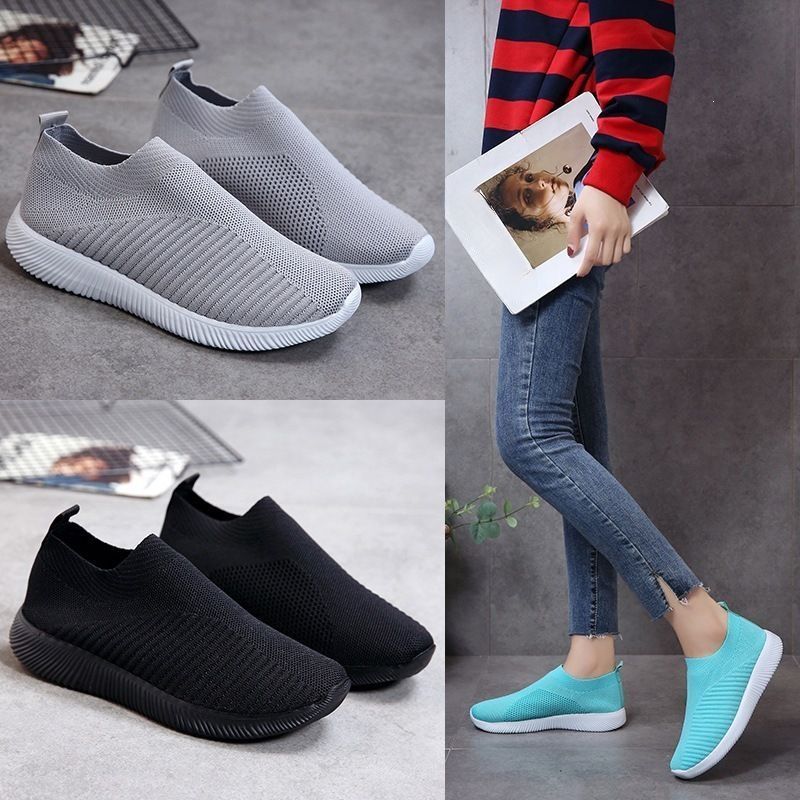 Flyknit Single New Breathable Lightweight Sneakers Summer Mesh Slip-On Casual Shoes
