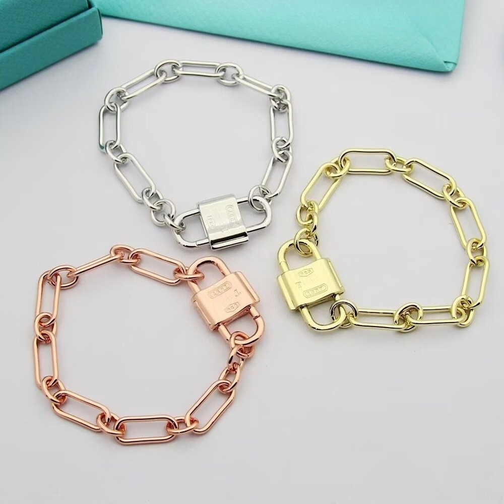 Luxury Designer Paperclip Chain Bracelet Stainless Steel 18K Gold Silver Plated Bracelet Men Women Classic Minimalist Chunky Lock Bracelet Statem