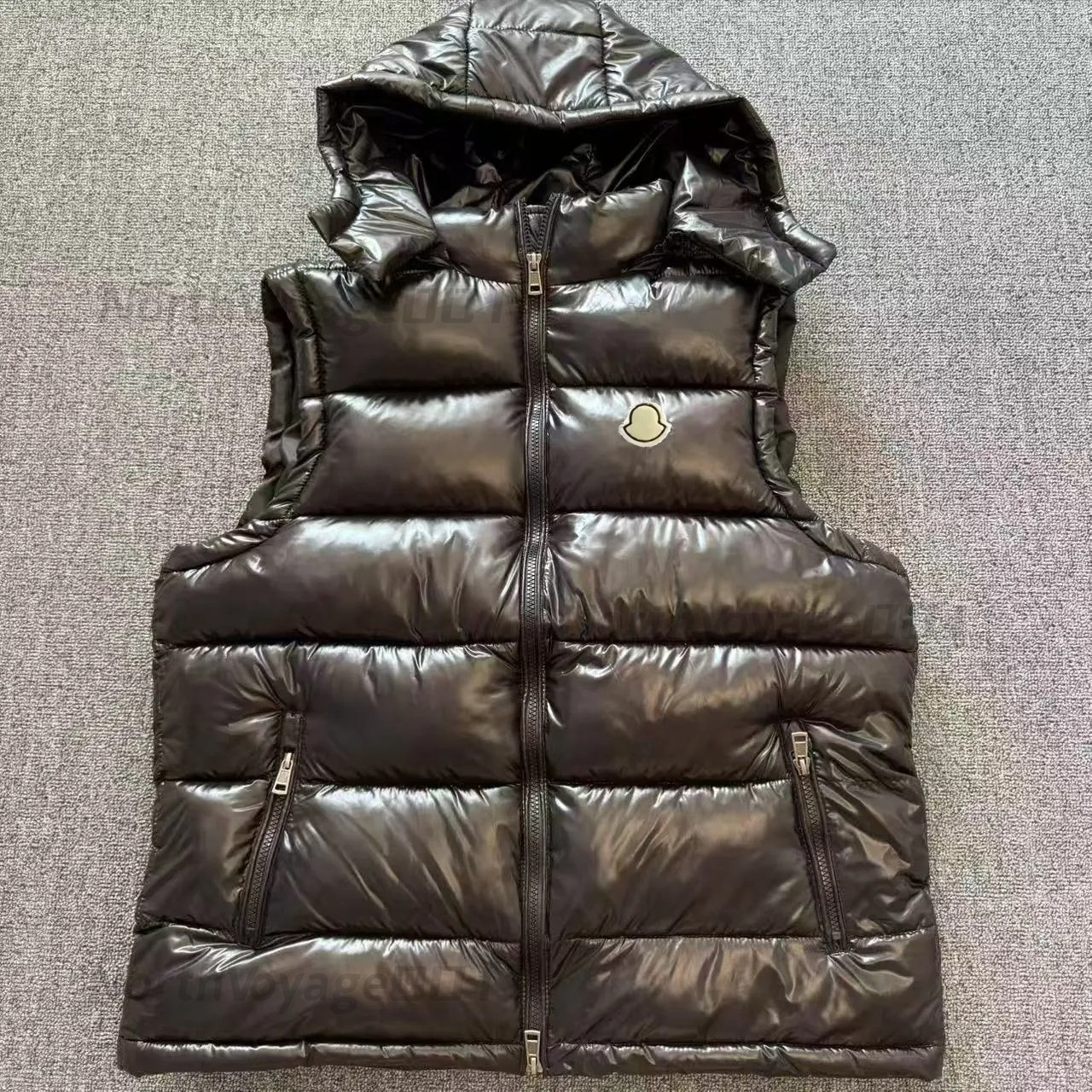Men Hooded Puffer Vest Letter Print Hood Winter Warm Sleeveless Jacket Zipper Pocket Casual Layering Down Vest Jacket