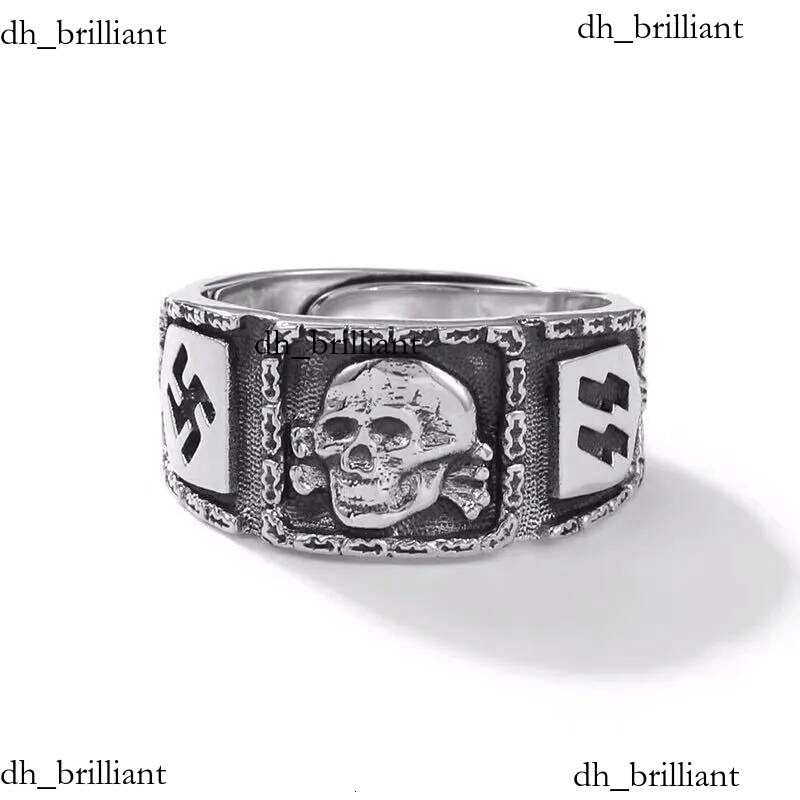 2026 Designer Retro Skull Men's Thai Silver INS European and American Style Personalized Fashion Cool Disco Open Ring Hot