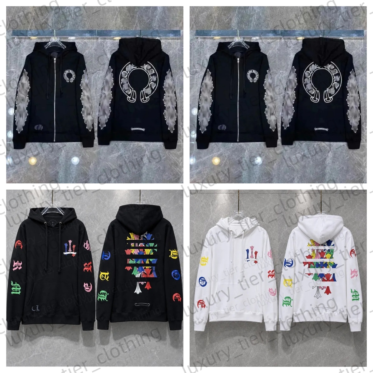 Luxury Hoodie Designer Hoodie for Men Sanskrit embroidery Hoodies Pullover Chrome Zip Up Hoodie Long Sleeves Hoody Outwear Coats Streetwear Chromeho